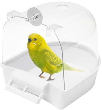 Generisch Vogel Badewanne Vogelwanne, Vogelkäfig ZubehörBadewanne, Hängende Vogel Futternapf, Badehaus Vogelkäfig, Wasserdusche Transparente Futterautomaten Halter mit Haken, für Sittiche, Haustiere
