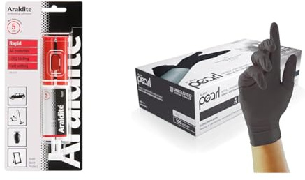 Araldite 2-Part Rapid Epoxy Syringe, 24ml. Strong & Unigloves Black Pearl Nitrile Examination Gloves - Multipurpose
