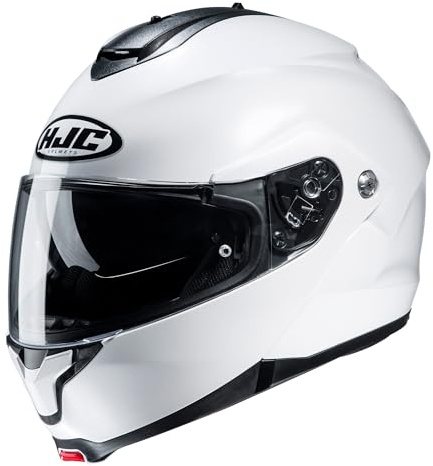 HJC C91N Plain Modular Flip Front Motorcycle Helmet Pearl White (XL)