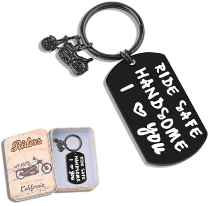 SUNSH Mens Gifts Motorcycle Accessories Gift for Husband Men, Boyfriend Gifts from Girlfriend Wife Cool Motorcycle Biker Keyrings Anniversary Birthday Valentines Day Gift for Him Black