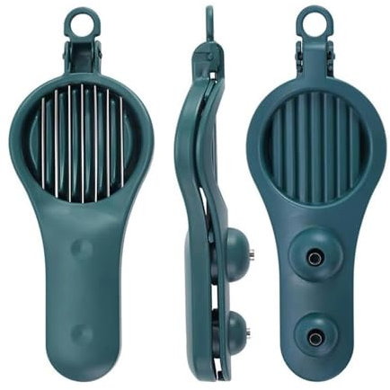 Aczyqws 1 Egg Slicer Stainless Steel Multi-Function Egg Cutter for Hard Boiled Eggs, Tomato Pedicle Removal, Strawberry Cutting and Cherry Pit Remover with Olive Dates Pitting Device(Dark Blue)