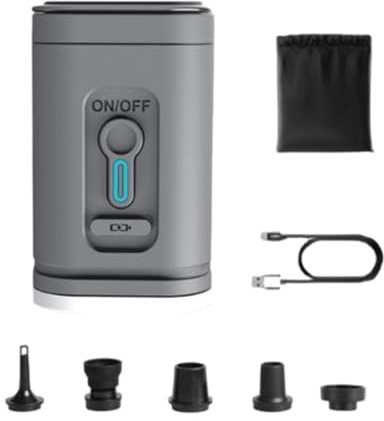 LOVIVER Tragbare Luftpumpe für Aufblasbare Gegenstände, Inflator-Deflator-Tool, Mini-Luftmatratzenpumpe für Isomatten, Outdoor-Sport, Camping, Grau