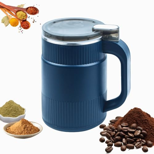 Huitban Electric Coffee Grinders，150-300w Blue Spice Grinder, One-Button Operation to Grinder Coffee Beans, Spices, Dry Herbs, Nuts, etc.1 Plastic Brush and 1 Plastic Spoon Included