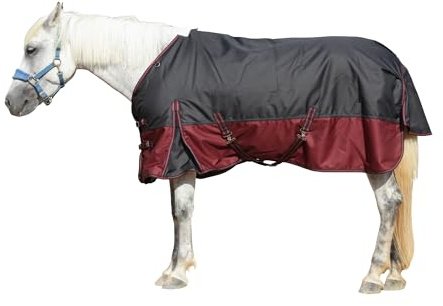 Pferdedecke, 1200 Denier, wasserdicht, Ripstop, Standard-Hals, 200 g Füllung, Winterdecke für Pferde, Schwarzwein, 1,8 m