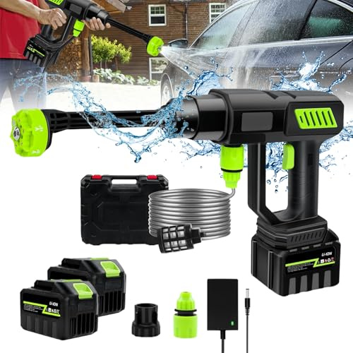 21V 980PSI Limpiador de Alta presión inalámbrico, 1000 W Hidrolavadora portátil, Limpiador de Alta presión portátil inalámbrico con batería, Limpiador de Alta presión de Coche