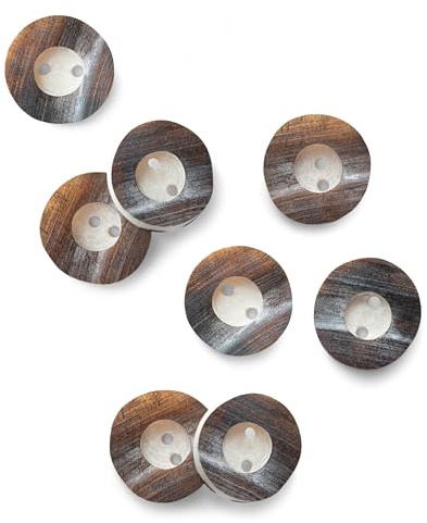 Schöneberger Trachten Couture Original Hornknöpfe, Lederhosen Knöpfe, 2-Loch Trachtenknöpfe - 4x/8x/12x div Farben & Durchmesser (Braun Antik, 22mm / 8x Knöpfe)
