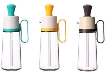 HYKJCSS Oil Dispenser Vinegar Bottles Oil Brush Oil Bottle Integrated Household Oil Pot Glass Leak Proof Oil Vinegar Bottle 3 Piece Set Oil Dispenser Bottle For Kitchen