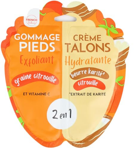 Feel Natural - Duo Gommage Nourrissant - Gel Hydratant Pieds - Graines de Citrouilles - Vitamine C - Exfoliant - Anti-Crevasse - Cors - Callosités - Soin Intensif Complet Peau - 300 grs