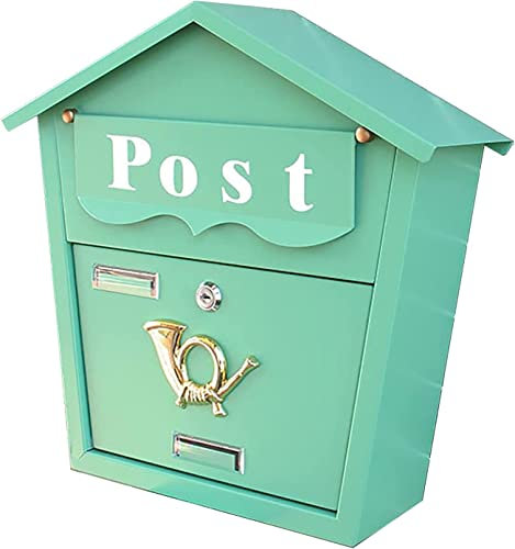 AYCDL Suggestion Box Ballot Box Drop Box Green Metal Mailbox Wall Mount for Outside, Extra Large Mail Box with Lock, Home & Office Rust-Proof Postbox, Modern Style