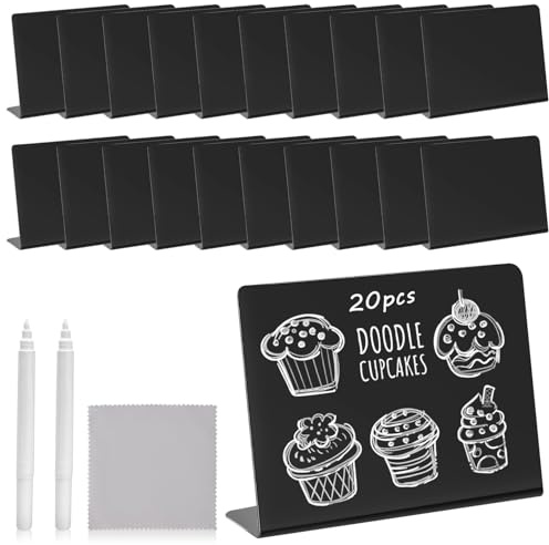 BSTDAYEVER Kreidetafeln Klein Buffet Schilder Mini Tafel zum Beschriften | 20stk 12.7x10cm Preisschilder Aufsteller Tischschild Buffetschilder Abwischbare für Restaurant Café Hochzeit Party Bäckere