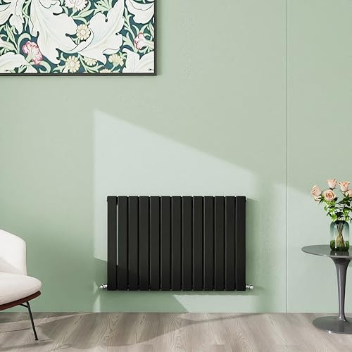 Simple Bathroom 600×884mm Black Horizontal Designer Radiator Single Panel Modern Central Heating Flat Panel Radiators