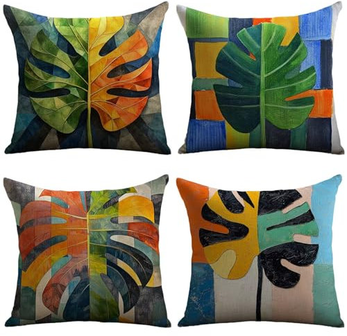 Cuscini Esterno Colorato Federe Cuscini Divano 70x70cm Cuscino Divano Monstera Velluto Copricuscini Decorativi Doppia Faccia Stampa Fodera per Cuscino per Sedia Camera Arredo Esterni Giardino JL-543