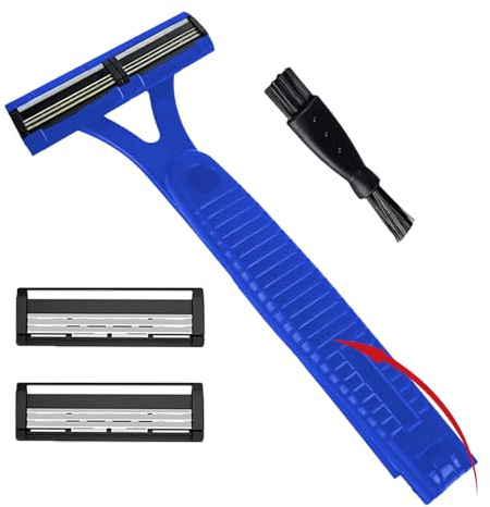 Rasoio per la schiena da uomo, rasoio da uomo con manico lungo, rasoio per la schiena, rasoio pieghevole per la schiena da uomo con 2 teste, rete protettiva ergonomica di precisione, per rasatura su