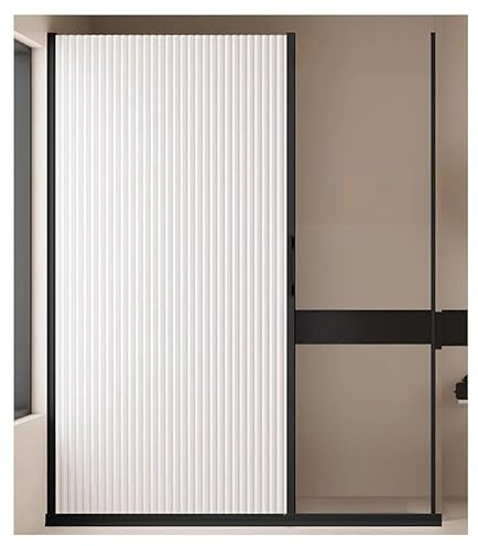 Magnetic Folding Shower Curtain, Wall Mount Invisible Panel With Water Retaining Strip, Retractable Privacy Partition for Bathroom
