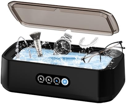 Ultrasonic Jewelry Cleaner,50KHz Ultrasonic Jewelry,Glasses,Rings,Watch Bands Cleaner,3 Modes with Digital Timer,22oz(650ML),304 Stainless Steel Water Tank