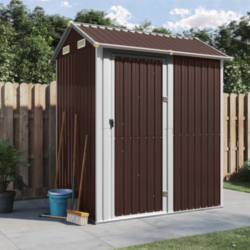 Abri de jardin Outsunny - En acier galvanisé - 192 x 152,5 x 237 cm - Robuste - Pour jardin et atelier - Marron