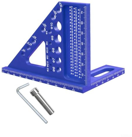 Pumixiy 3D Multi-Angle Carpenter Square | Aluminum Ruler for Woodworking & DIY | 22.5 to 90 Degree Measuring Tool | Lightweight Layout Gauge(Blue)