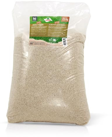 VERDURMAX® 1 x 25 kg Sable pour Gazon 0,3–1,5 mm – Sable de Quartz Séché au Feu Pureté 97% – Drainage, Aération et Top-Dressing Pelouse – Idéal Sols Argileux et Entretien Terrain de Sport