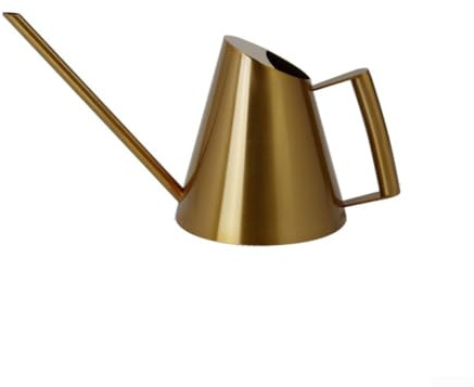 Regadera de acero inoxidable de boquilla larga, regadera de diseño moderno, regadera resistente a la corrosión, para flores y plantas suculentas (400 ml, dorado)