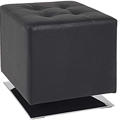 HAKU Hocker Chrom, schwarz, Kunstleder, Metall - Maße: B 40 cm x H 42 cm x T 40 cm, Style: Modern