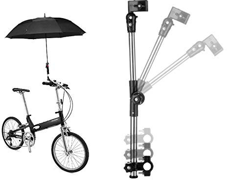 Flexzion Bicycle Umbrella Mount Holder – Adjustable Swivel Connector Stand with 2-Section Tube Handle – Umbrella Round Handlebar for Bike Stroller Attachment, Wheelchair Holder, Golf Cart, Beach Chair