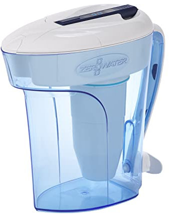 ZeroWater Caraffa filtrante per acqua 2,8L , filtro e misuratore della qualitá dell'acqua inclusi, Plastica priva di BpA e certificato per la Riduzione di Piombo e Altri Metalli Pesanti