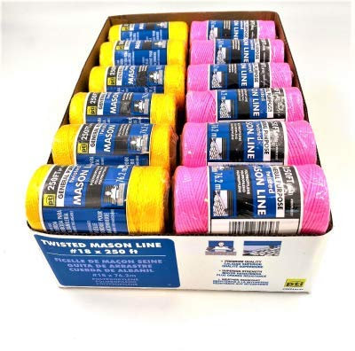 Chalk Line High Strength Polyethylene String Line Braided Bright 76M Builders line Bricklaying Tools, String Line Level Kit Builder Tools for Corner Concrete blocks Line Pins. Box of 24 Refills