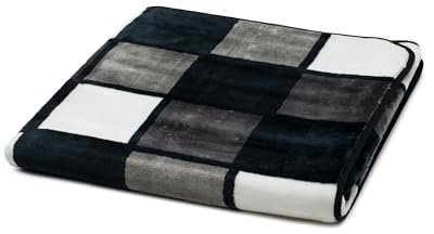 Gözze - Weiche Kuscheldecke, Cashmere Feeling, Hohes Stoffgewicht 500 g/m², Antigua, 150 x 200 cm - Anthrazit/Schwarz/Weiß