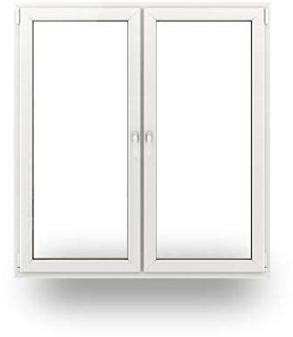 JeCo Fenster Kunststofffenster Wohnraumfenster - 2 flügelig mit Pfosten - BxH: 1400x2100-3-fach-Verglasung - 70 mm Profil - Sondermaße möglich