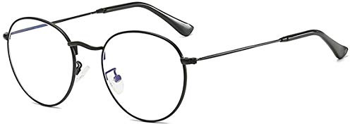MIGOO Klassische Runde Blaulichtfilter Brille Ohne Stärke Metall Rahmen Retro Brillenfassungen Nerdbrille Unisex (Herren/Damen)