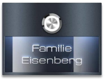 Metzler Türklingel Edelstahl Klingelschild LED-Klingeltaster & Beleuchtung - 3D-Gravur Beschriftung - Klingelplatte - Befestigung wählbar (Aufputz, Anthrazit)