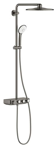 GROHE Euphoria Smartcontrol 310 Duo, Duschsystem mit Thermostatbatterie (wassersparende Regendusche, Duschkopf mit 2 Strahlarten, inkl. Duschablage, Verbrühungsschutz), anthrazit, 26507AL0