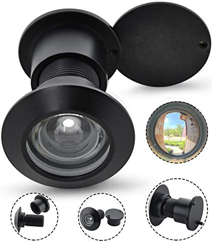 Earl Diamond - Solid Brass Door Peep Holes for Front Door, 220-Degree Door Viewer Peephole with Heavy Duty Rotating Privacy Peephole Cover for 1-21/32 to 2-1/8 Thick Door (Modern Black)