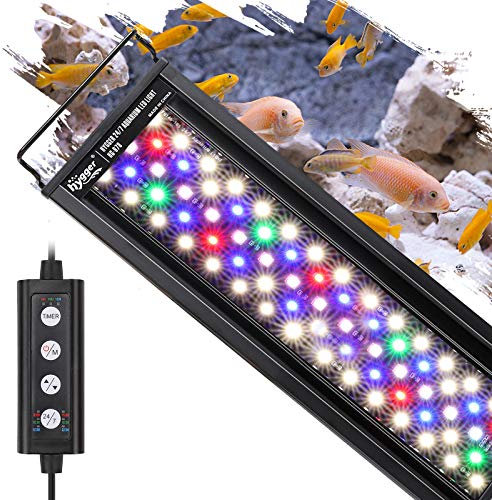 hygger Aquarienbeleuchtung, Aquarium LED Beleuchtung, 24/7 Modus für Sonnenaufgang-Tageslicht-Mondlicht, einstellbare Zeitschaltung einstellbare Helligkeit, mit ausziehbarer Halterung, 7 Farben （26W）
