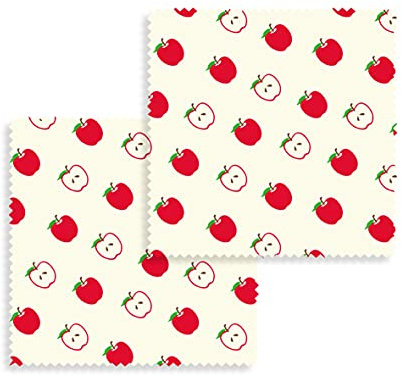 Nuts Bienenwachstücher für Lebensmittel I Apfel 2er Set I Wiederverwendbare Wachstücher I Beeswax Wrap I Bienenwachstuch I Alternative zur Frischhaltefolie