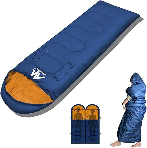 ayamaya Camping Sleeping Bag for Adult Boys and Girls, Single/Double Wearable Splicing Envelope Sleeping Bags with Arms Holes Camping Gear Equipment Outdoor Indoor Use for Backpacking Hiking (L)
