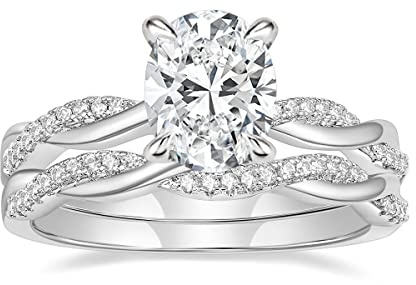 Mameloly 3ct Engagement Rings for Women Oval Cut Bridal Ring Sets Cubic Zirconia Wedding Band Twisting Infinity Pave Set Size 5.5