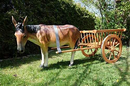 XXL Premium Esel+Holzkarre Gespann Set 260cm lang Garten Deko Figur lebensgross