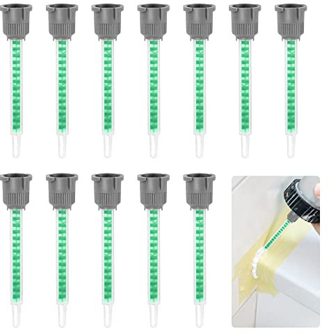 skytowards 12 Pz Ugello di Miscelazione Statica Ugelli per Miscelazione Epossidica Beccuccio Miscelatore Resina Ugelli Miscelatori per Cartucce di Colla (Rapporto Applicatore 1:1/2:1)