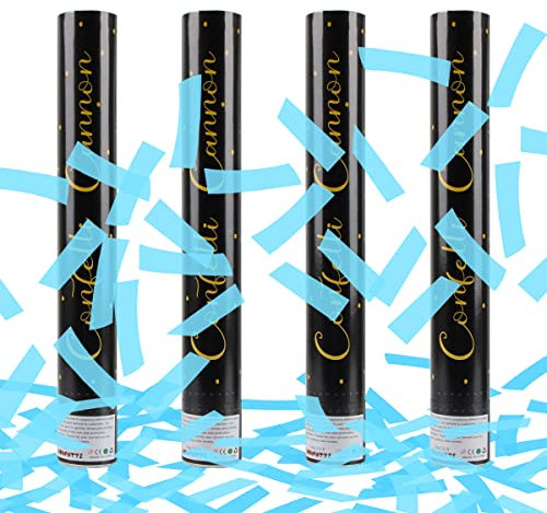 XiXiRan Coriandoli Cannone Compleanno 4 Pezzi - Carta di Riso, 6 Colori, Popper Biodegradabile per Matrimonio