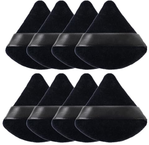 ZHIYE 8pcs Triangle Powder Puffs, Reusable Face Makeup Puff, Multifunctional Facial Makeup Tool Wet, Dry Dual-Use Makeup Sponge for BB CC Cream Liquid Foundation(BLack)