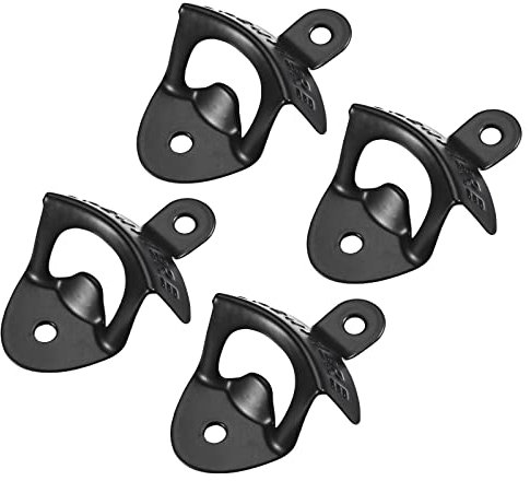 QUARKZMAN 4pz Apribottiglie Muro Montato 3 x 2.3 Fusione Ferro Muro Montare Birra Soda Vino Apribottiglie per Bar Locali Ristorante Nero