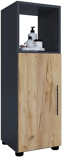 VCM Badmöbel Midischrank 31x30x93 cm 1 Tür 3 Fächer Holzwerkstoff Bad | Aufbewahrung für Handtücher und Pflegeprodukte - platzsparend auch in schmalen Nischen - für die tägliche Badroutine