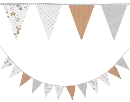 Banderines para Habitación Infantil - Guirnalda de Banderines Banderines de Cumpleaños para Exteriores 350 cm 12 Triángulos (15 cm x 22 cm) Ciervo