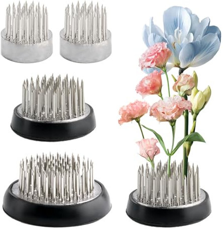 4 Pcs Flower Frogs Floral Frogs, Round Kenzan Frog Flower Holder, Kenzan Flower Frogs, Flower Fixed Tools with Stainless Steel Needles, Flower Arranger Tool for Vase Flower Arrangements DIY Craft