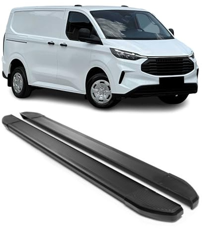 OMAC Trittbretter für Ford Tourneo Custom 2023-2026 L1 Aluminium 2X Schwarz | Seitenschweller, fahrzeugspezifische Passform