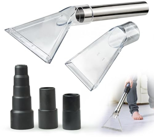 Universal Clear Vacuum Extraction Accessory with 1-1/4“,1-7/8” and 2-1/2” Adapter,Compatible with All Shop Vac Extractor,Wet Dry Vacuum Cleaner Attachments for Upholstery,Carpet Cleaning,Car Detailing