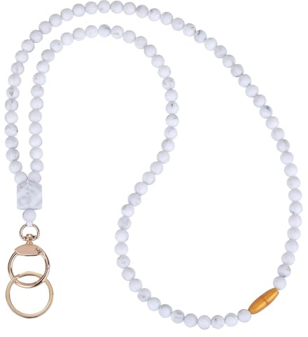 LEGENTLISUR Lanyard mit ID Kartenhalter Lanyards für Frauen Abnehmbarem Lanyard mit ID Kartenhalter Niedliches Lehrer Schlüsselband Geschenke für Damen Lehrer(Cremeweiß)