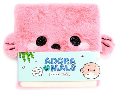 Puckator Adoramals Puff the Pufferfish Plush Fluffies Notebook - School Teacher Student Homework Study Planner Notepad - Collage University Essentials Journals Planners - Jotter Uni Gifts Supplies