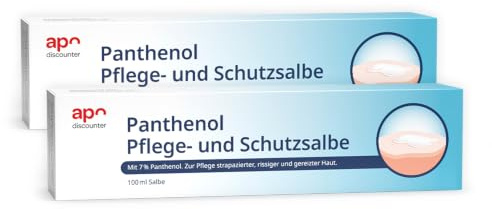 apodiscounter Panthenol Pflege- und Schutzsalbe (2x 100 ml) - Mit Panthenol & Vitamin E - Panthenol Salbe für empfindliche, rissige & greizte Haut